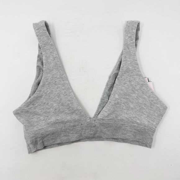 Victorias Secret XSmall Light Heather Gray Ribbed Plunge Bralette Comfort Lounge - Picture 5 of 9